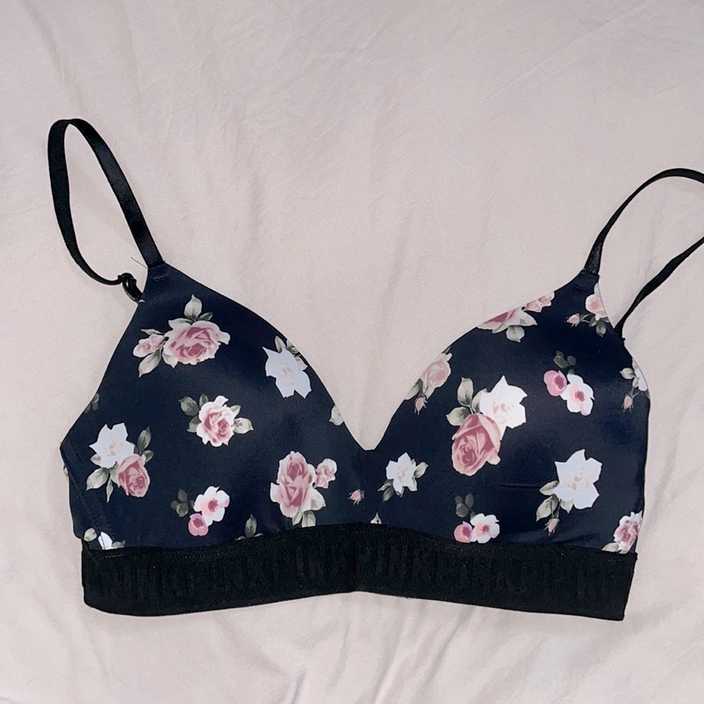 PINK floral wireless bra 34C